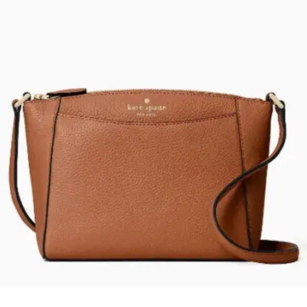 New Kate Spade Monica Pebbled Leather Crossbody Warm Gingerbread
